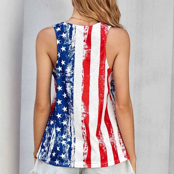 Stripes Star American Flag Print Tank Top - Picture 2 of 12